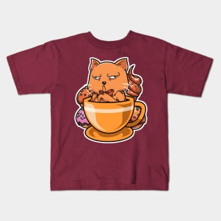 Weird Cat and Coffee Kids T-Shirt